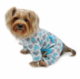 Blue and Grey Hearts Fleece Turtleneck Pajamas - Le Pet Luxe