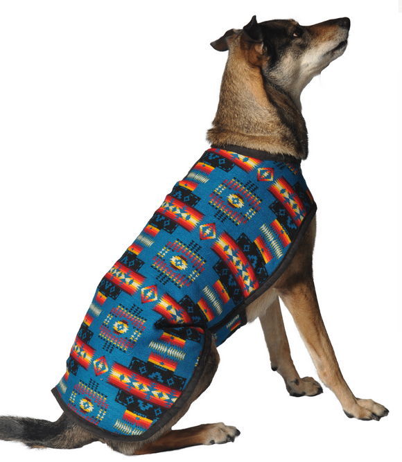 Turquoise Southwest Dog Blanket Coat - Le Pet Luxe