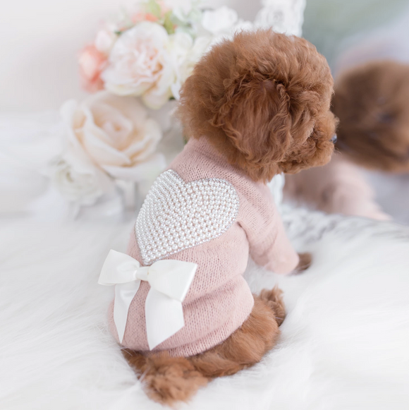 Pearl Heart Dog Sweater - Le Pet Luxe