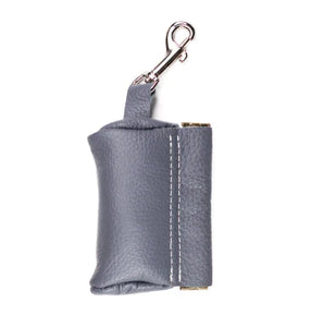 Leather Poop Bag Pouch - Slate Grey