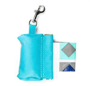 Leather Poop Bag Pouch - Turquoise